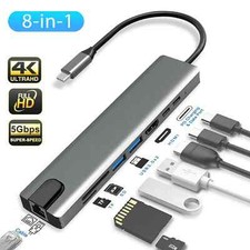3/6/7/8 in 1 USB-C HUB Type-C Adapter MacBook/Windows Multi 3.0 4K HDMI Etherne