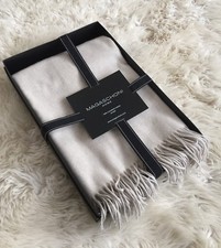 NEW MAGASCHONI HOME 100 CASHMERE THROW BLANKET 50"x60" CREAM HEATHER BEIGE 298