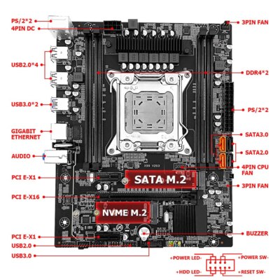 X99 V203 Motherboard LGA 2011-3 + Xeon E5 2690 V3 CPU 16GB DDR4