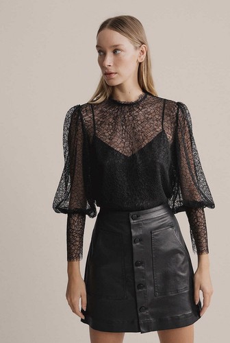 Witchery Lace High Neck Blouse [6] NWT 