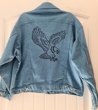 Vintage Denim Jeans Trucker Jacket Coat Made In USA Size M Bald Eagle