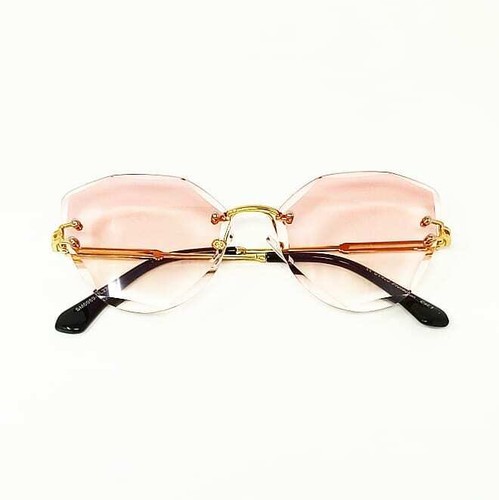 Occhiali da sole 2021 donna senza montatura oro lenti rosa Pisacane Refined  2 | eBay