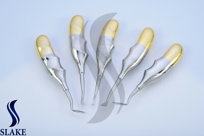 5 Pcs Dental Elevators Extraction Surgical Instruments Finger Gold Premium Grade