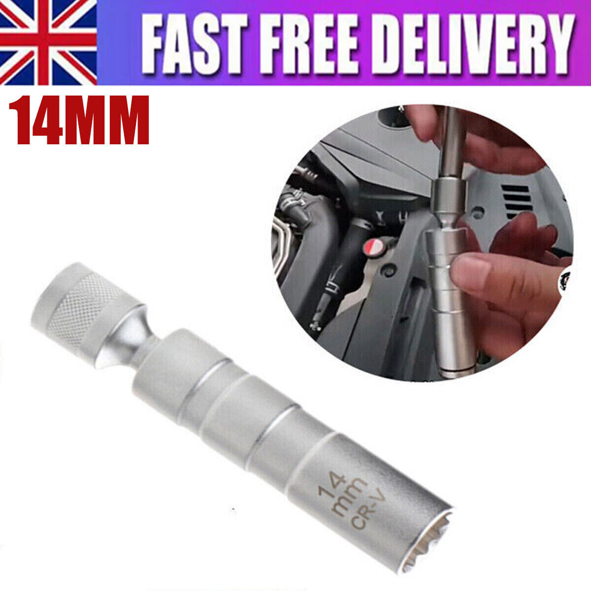 Spurtar 14mm Spark Plug Socket 12-Point Thin Wall, Build-in Spring - Foto 4