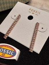 Fossil Glitz Bar Ohrschmuck Ohrringe Ohrhänger Glitzer Roségold Stainless Steel