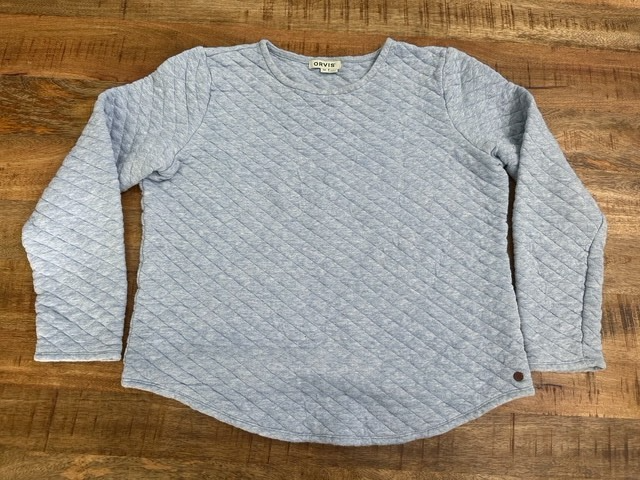 Sweat-shirt Femme Orvis Bleu Matelassé - Col Mock - Taille M - Très Bon état