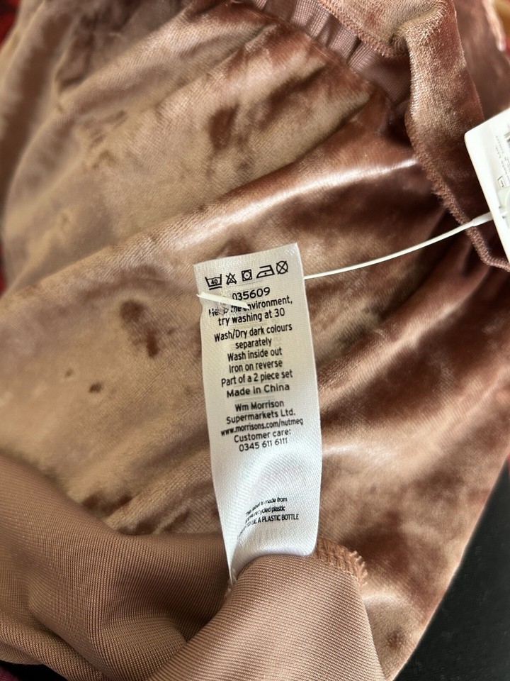 Nutmeg Baby Girl Mink Colour Crushed Velour Dress & Tights Girls Size 0