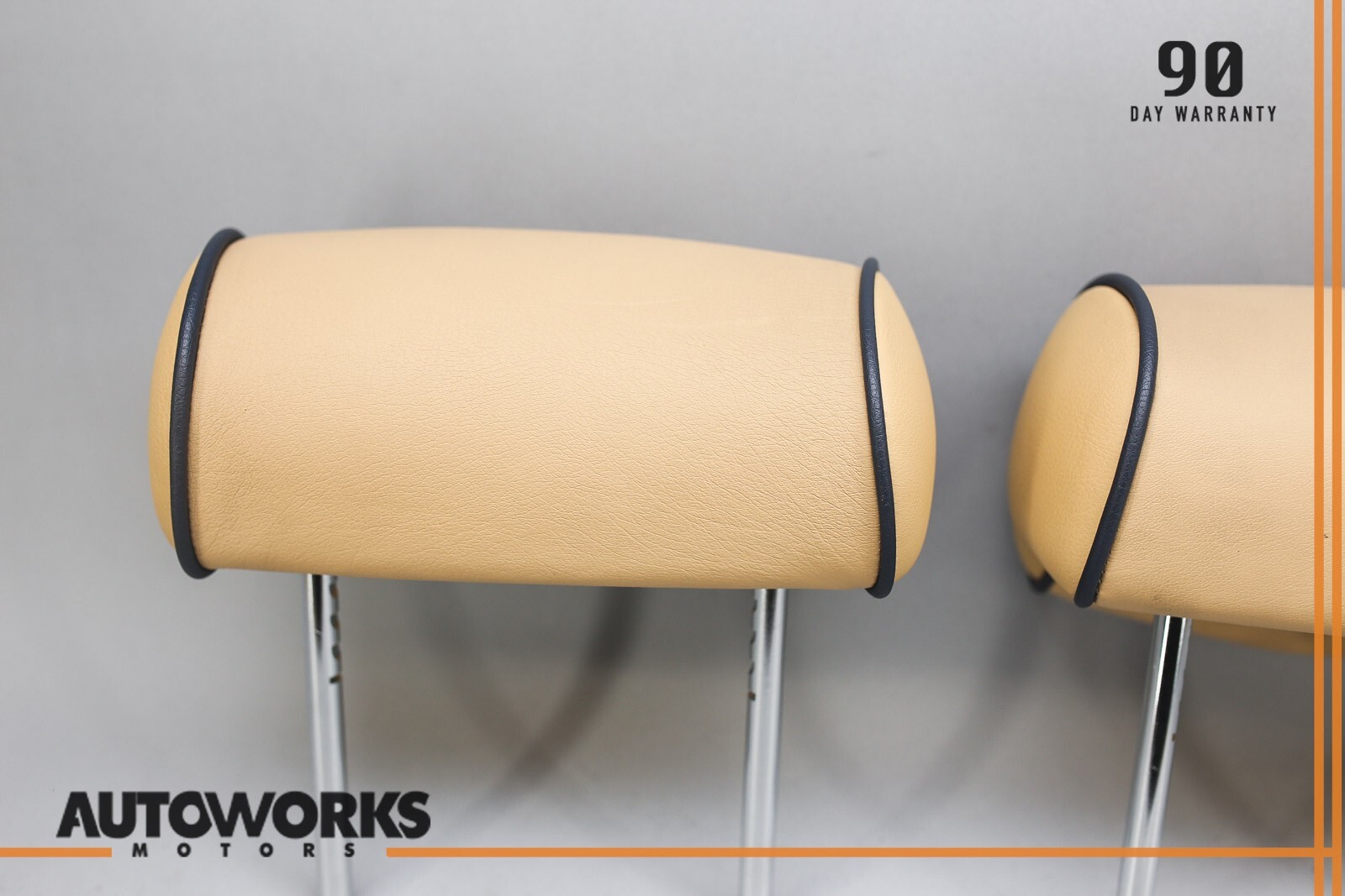 03-13 Maserati Quattroporte M139 Rear Left & Right Seat Headrest Set Beige OEM