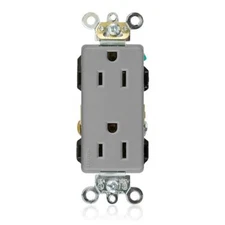 Leviton 16262-GY 15 Amp, 125 Volt, Decora Plus Duplex Receptacle, Straight