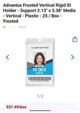 Advantus 76076 2.5" x 4.13" 2-Card Rigid Badge Holders - Frosted (25/BX) New