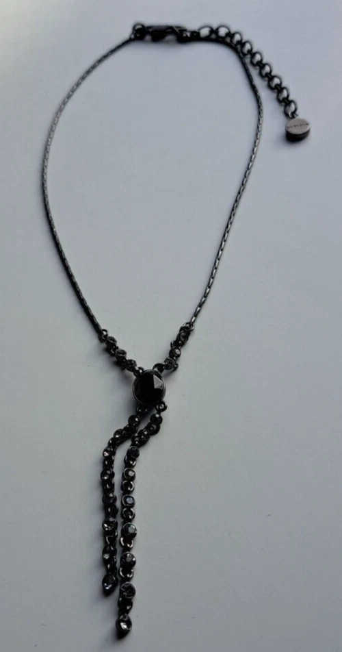 Collana Givenchy Gun Metallo Nero Strass Regolabile a Y