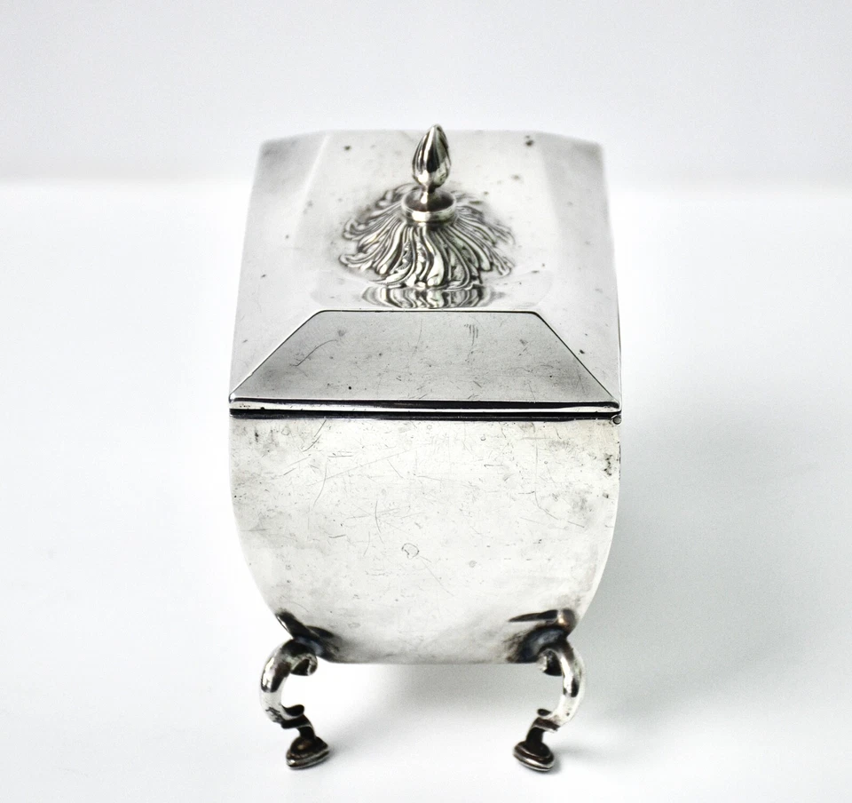 Antiguo carrito de té de plata esterlina - Walker & Hall - Chester 1907 con interior dorado Foto 3 de 4