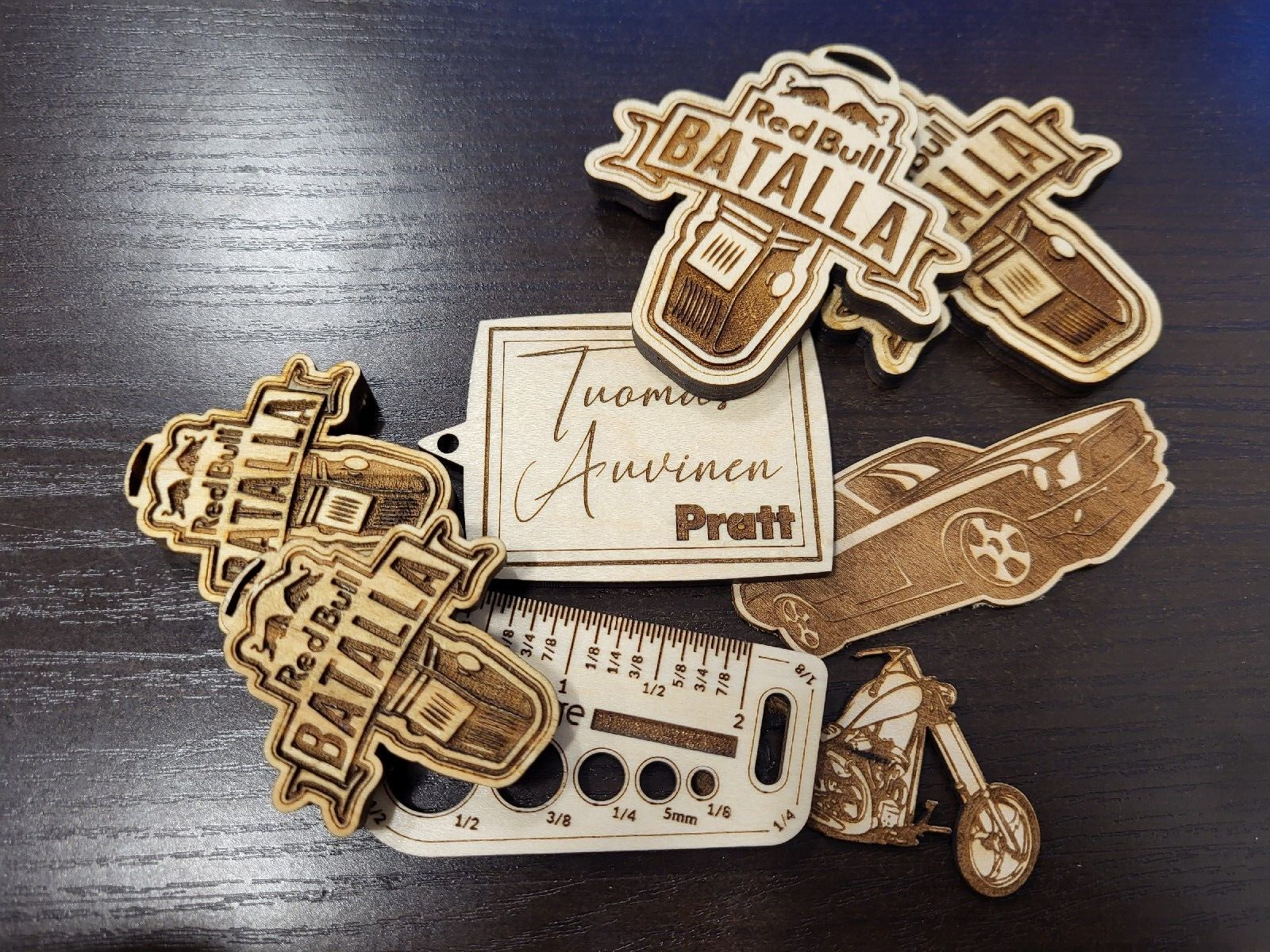 Custom Engraved Wooden Keychain with Personalized Name Initials  -image