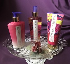  Very Rare Set of 3 Victoria's Secret  Sunset Bloom  Lotion Mist Body Cream 