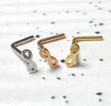 3pcs Infinity Style L-Bend Nose Rings 316L Surgical Steel Ion Plated