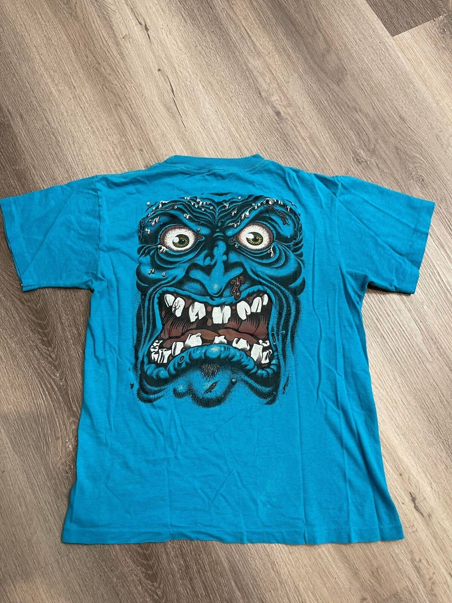 ロブ・ロスコップ Tシャツ 青 Vintage 80's SANTA CRUZ Rob Roskopp T-shirt tee Blue RARE
