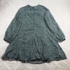 Joie Mini Dress Women's Medium Green White Abstract Print Boho Cottagecore Flowy