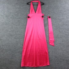 Peppermayo Dress Womens XS Fuchsia Alicia Satin Halter Maxi Tie NWT