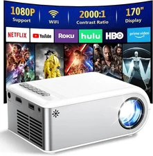 Mini Projector with WiFi and Bluetooth, Outdoor Portable Mini Projector for iPho