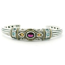 Sterling Silver Colored Stone Cuff Bracelet 7.25" C31034175