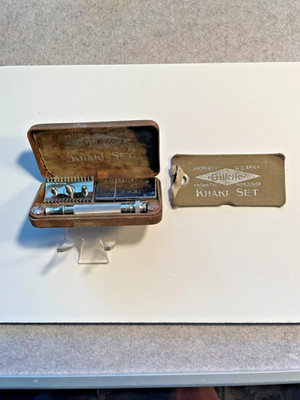 Vintage Gillette Khaki Safety Razor Set