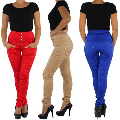 SOTALA 4 Farben Slim Damen High Waist Stretch Röhren Jeans Hose Hochbund Skinny