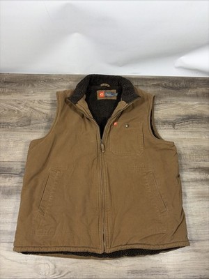 The American Outdoorsman Men s Brown Sherpa Lined Twill Vest XLarge Heavy Warm