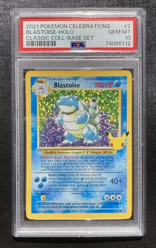 PSA 10 Blastoise 2/102 Pokémon 25th Anniversary Celebrations Holo TCG Gem Mnt