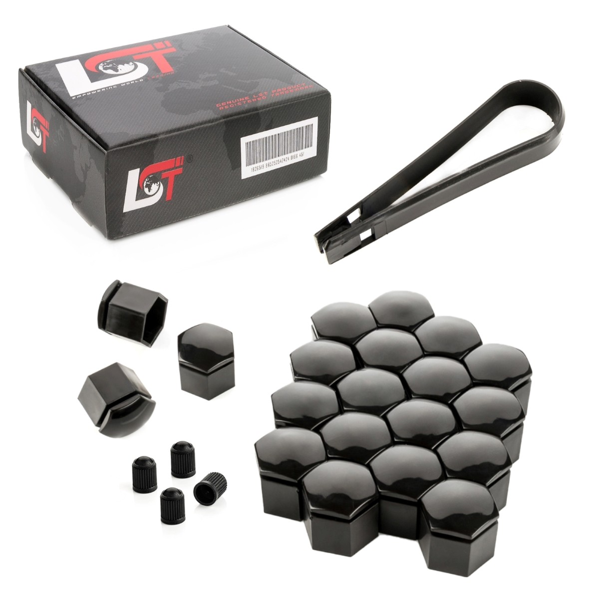 20x Wheel Lug Bolt Covers Hex 19 mm Black Glossy for PORSCHE