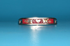 Vintage Sterling Silver 925 Heart Bracelet Red Enamel Hinged Bangle 6”