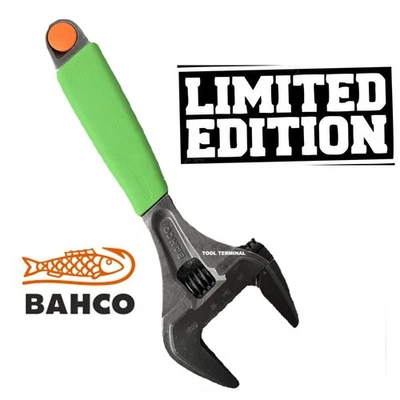 Bahco Limited Edition Green Grip Adjustable Wrench 8'' (200mm) Wide Jaw 38mm