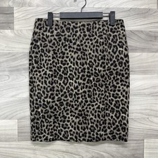 Cabi Pencil Skirt Women's 4 Brown Black Jungle Leopard Print Straight Stretch