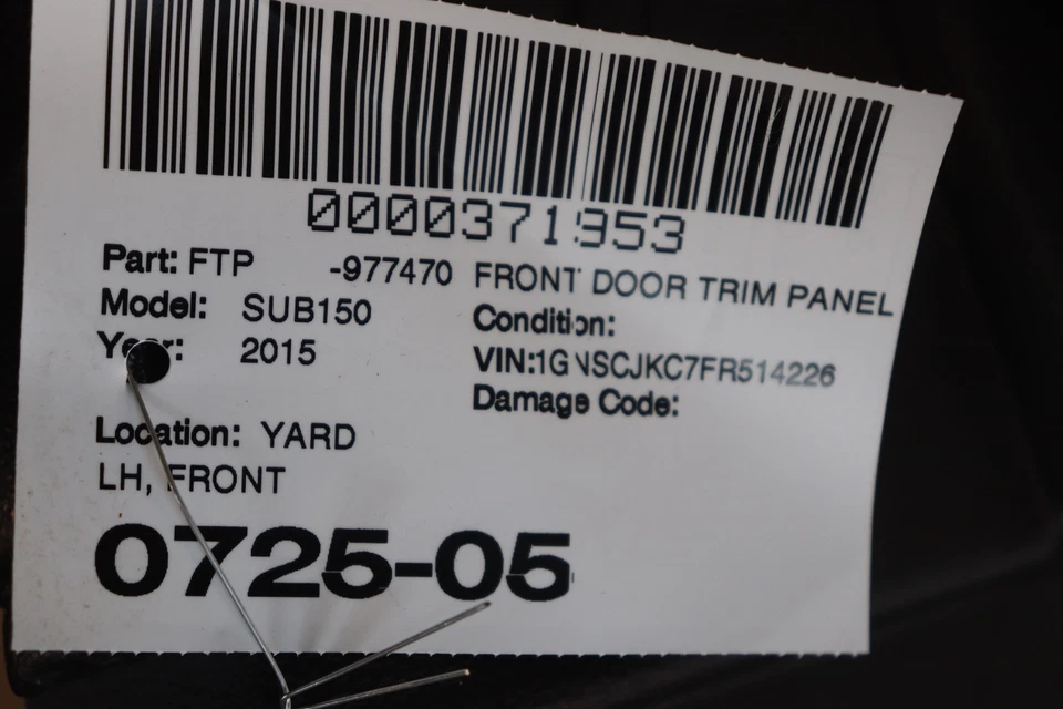 Chevy/GMC SUBURBAN 1500 2015-2016 cubierta de moldura de panel de puerta del conductor delantero izquierdo OEM Foto 3 de 3