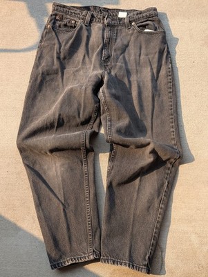 Vintage Levi's Relaxed Taper Jeans Black Wash Size 14 Petite Distressed 