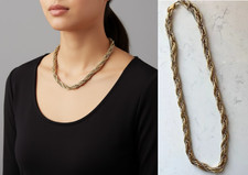 1980's Gold and Silver Tone Fancy Chunky Chain Necklace, 29" Long