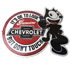Vintage Large Chevrolet Sign - Felix the Cat Advertisement Gas Porcelain Sign