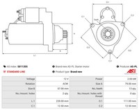As-Pl Anlasser Starter 2 Kw FüR Skoda Octavia III Combi 2.0 Tdi VW Golf VII