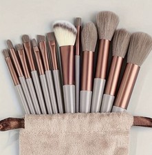 13 Pcs Makeup Brush Set With Bag Soft And Smooth Tan Beige New Travel