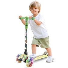 Hurtle Lightweight & Adjustable Mini Kickboard Scooter w/ LED Light Wheel (Camo)