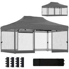 Outsunny 3 x 4.5 m Pop Up Gazebo with Mesh, Heavy Duty Party Tent Marquee