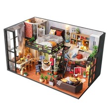 DIY Dollhouse Miniature with Furniture Kits, Dust Cover Room Decorations