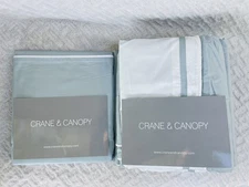 Crane & Canopy Porcelain Green Hayes Nova King Duvet Cover & 2 Euro Shams.