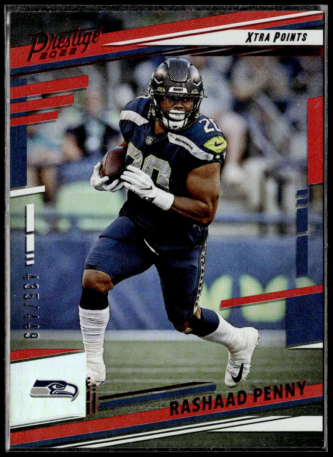 Rashaad Penny 2022 Panini Prestige #255 435/449 Xtra Points Red Seattle Seahawks