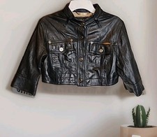 Donald J Pliner Soft 100 Leather Biker Jacket Coat Embroidery Kids Size 6