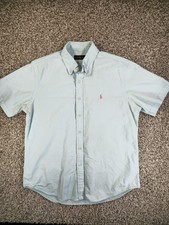 Ralph Lauren Polo Blue and White Button-Up Short Sleeve Shirt