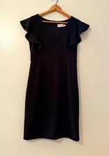 Eliza J Black V-Neck Dress with Ruffle Cap Sleeves Size 6