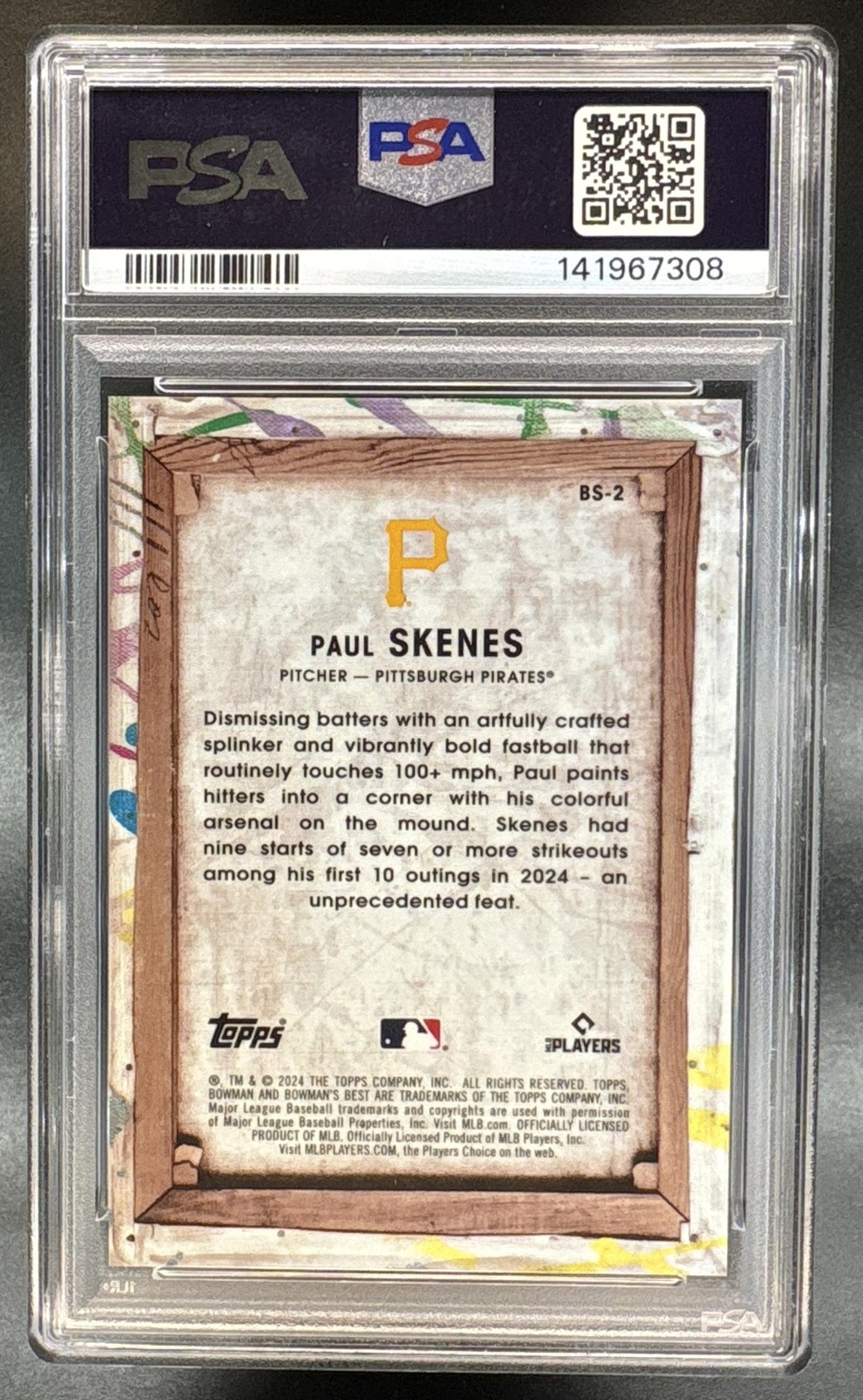 2024 Bowman's Best Paul Skenes #BS-2 Rookie RC Showpieces Pirates PSA 10 view 2