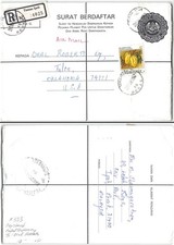 Malaysia #333 Taman Ipoh Perak Malaysia to Tulsa OK, 1990. Postal Stationery