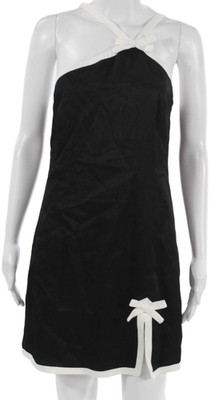 MSGM Womens Black Colorblock Halter Shift Dress Sleeveless Knee Length Size S