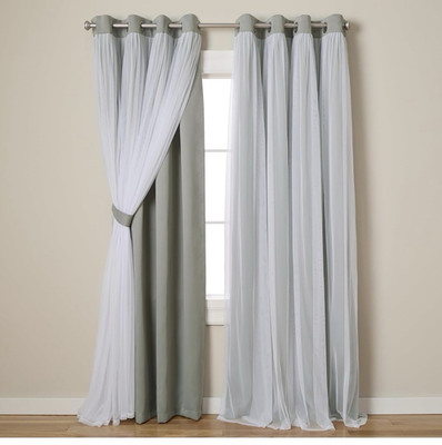 Town & Country Luxe Talia double layer sheer lined grommet panel 52x84 gray